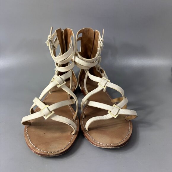 Tory Burch Off-White Leather Lucas Flat Gladiator Sandal, Size 8.5 - Picture 4 of 15